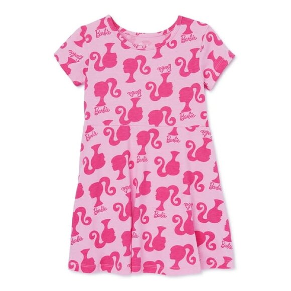 Cute Barbie Print Skater Dress For Toddler Girls, Super-Soft Cotton Size 2T - 5T - Picture 1 of 6